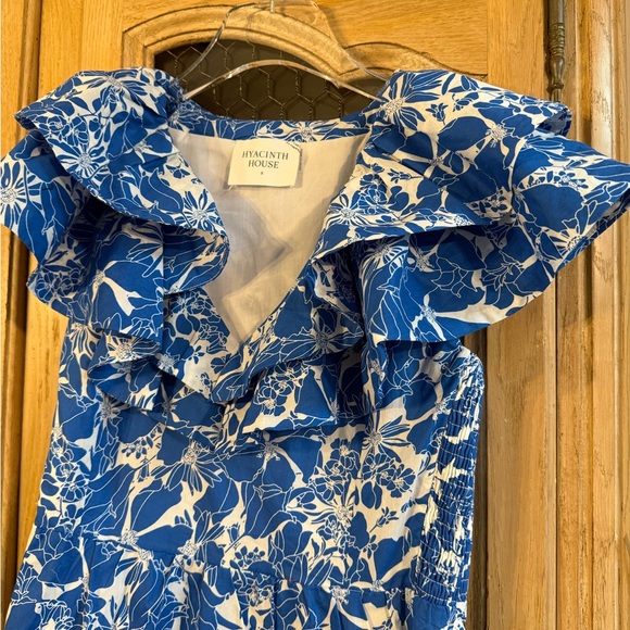 Hyacinth House NWT Blue Floral Ruffle Midi Dress - Picture 4 of 6